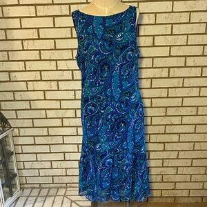 Chaps Blue & Teal Paisley Sleeveless Maxi Dress